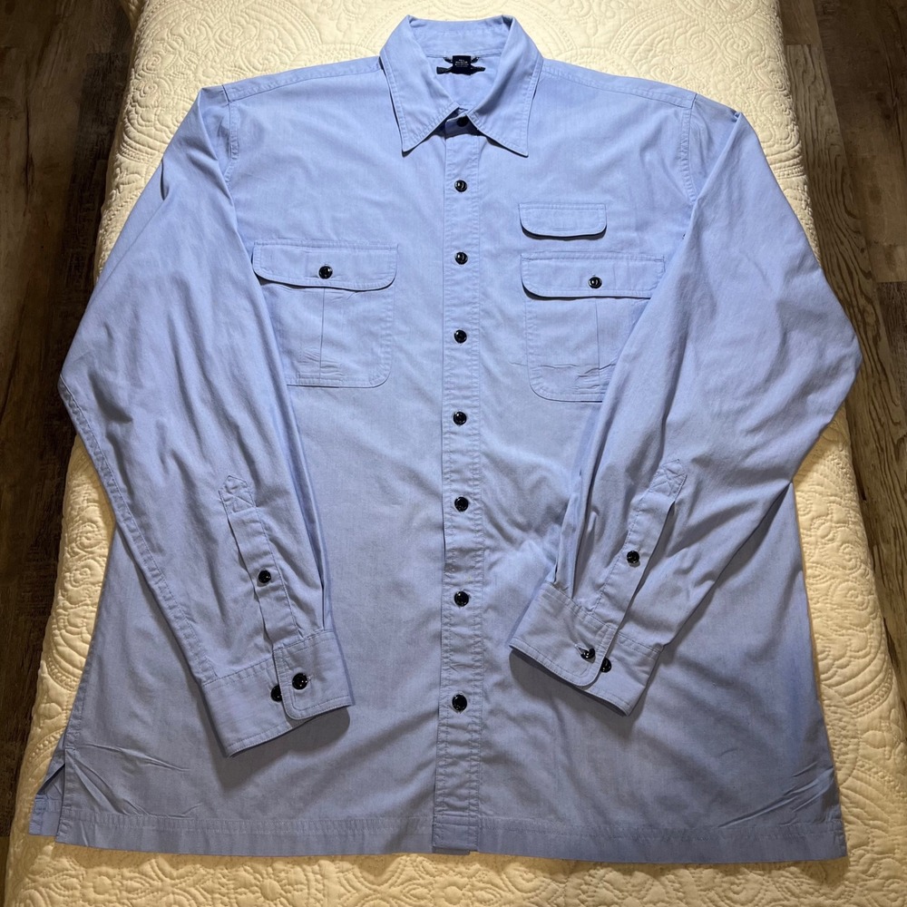 Lands End Mens Long Sleeve Button Down Shirt Light Blue Tall L *FLAW - Picture 2 of 10